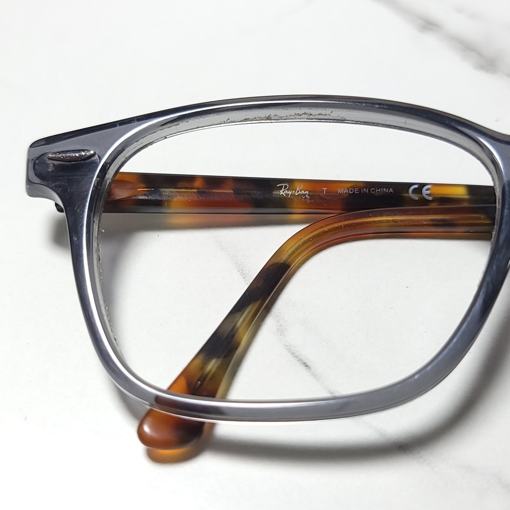 Ray-Ban RB 7119 5629 Grey Tortoise Rectangular Eyeglass Frames 55-17-145 - Picture 2 of 9